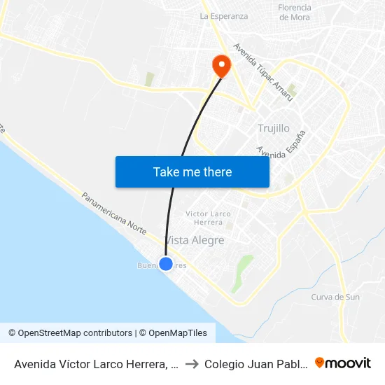 Avenida Víctor Larco Herrera, 313 to Colegio Juan Pablo II map