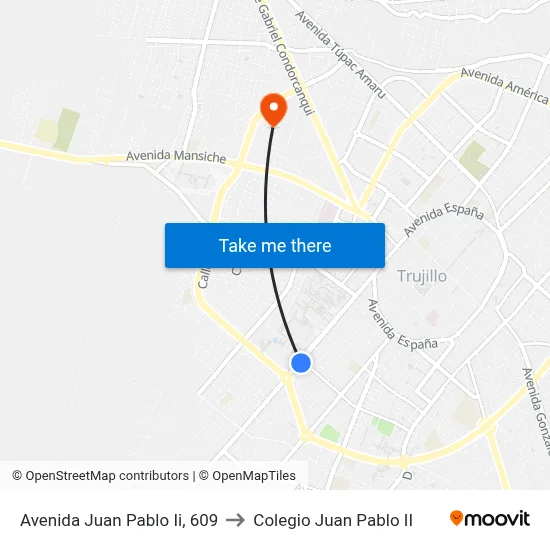 Avenida Juan Pablo Ii, 609 to Colegio Juan Pablo II map