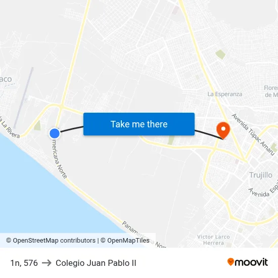 1n, 576 to Colegio Juan Pablo II map