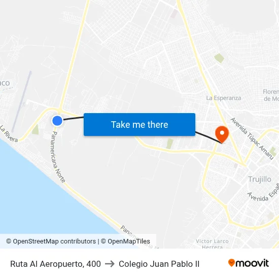 Ruta Al Aeropuerto, 400 to Colegio Juan Pablo II map