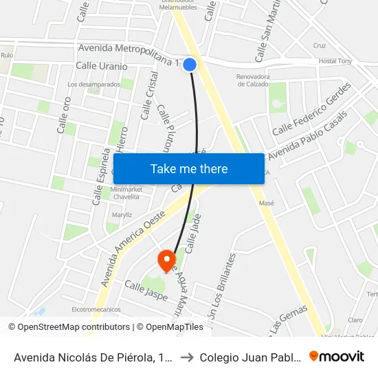Avenida Nicolás De Piérola, 1545 to Colegio Juan Pablo II map