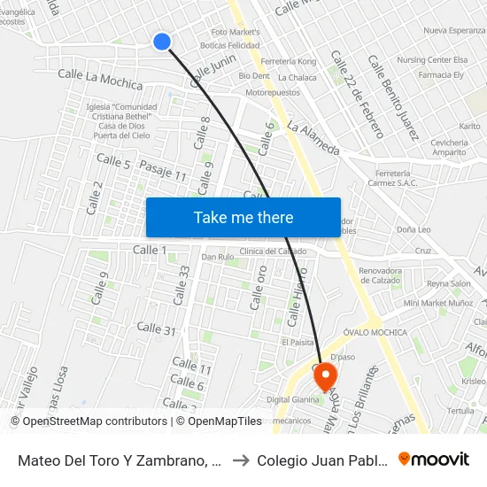 Mateo Del Toro Y Zambrano, 669 to Colegio Juan Pablo II map