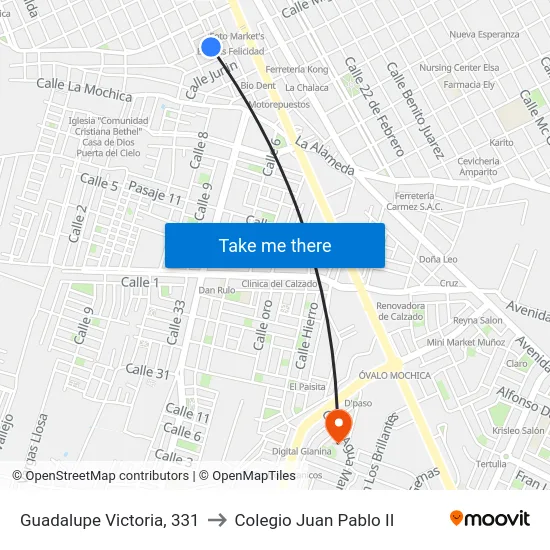 Guadalupe Victoria, 331 to Colegio Juan Pablo II map