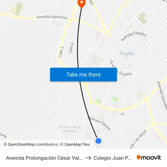 Avenida Prolongación César Vallejo, 502 to Colegio Juan Pablo II map