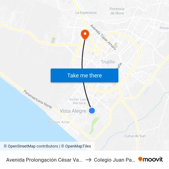 Avenida Prolongación César Vallejo, 53 to Colegio Juan Pablo II map