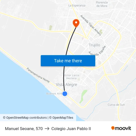 Manuel Seoane, 570 to Colegio Juan Pablo II map