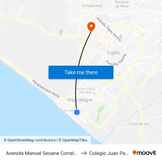 Avenida Manuel Seoane Corrales, 484 to Colegio Juan Pablo II map