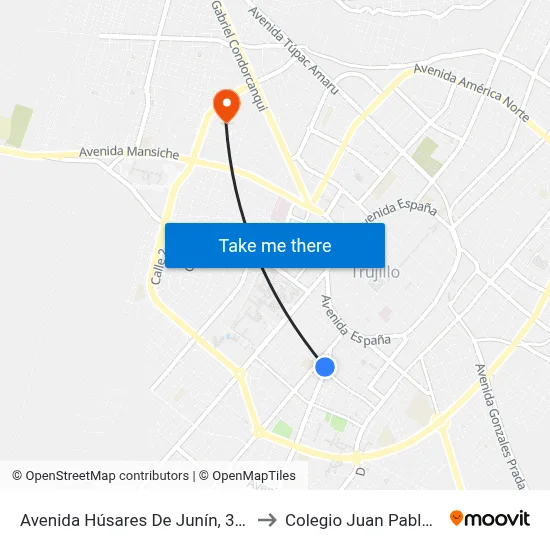 Avenida Húsares De Junín, 368 to Colegio Juan Pablo II map