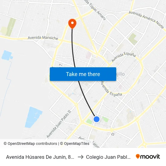Avenida Húsares De Junín, 873 to Colegio Juan Pablo II map