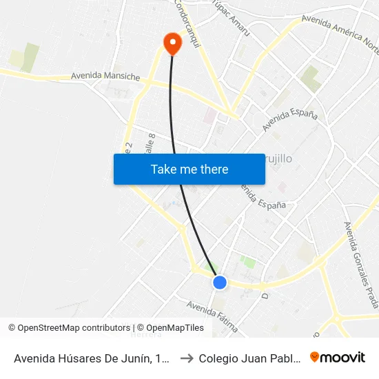 Avenida Húsares De Junín, 1133 to Colegio Juan Pablo II map