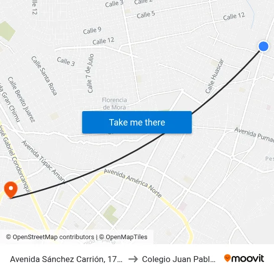 Avenida Sánchez Carrión, 1713 to Colegio Juan Pablo II map