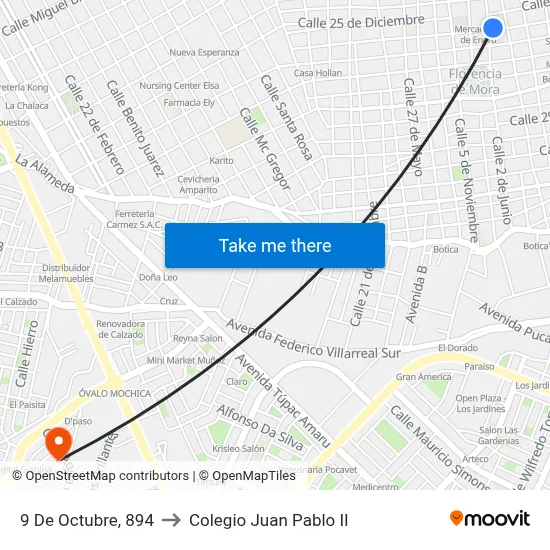 9 De Octubre, 894 to Colegio Juan Pablo II map