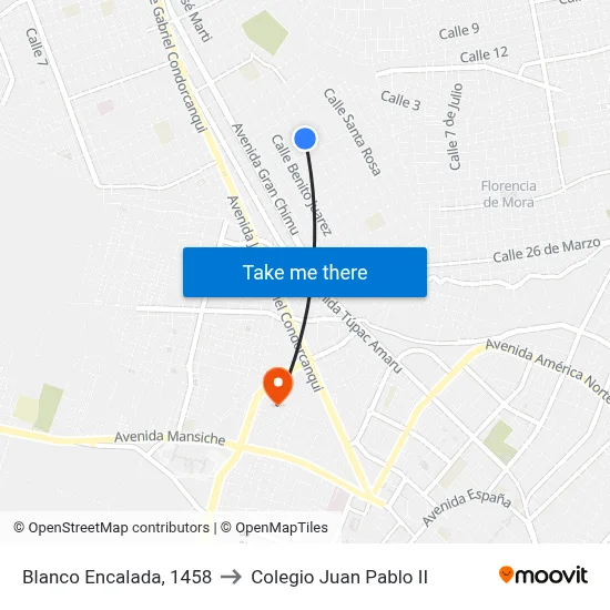 Blanco Encalada, 1458 to Colegio Juan Pablo II map