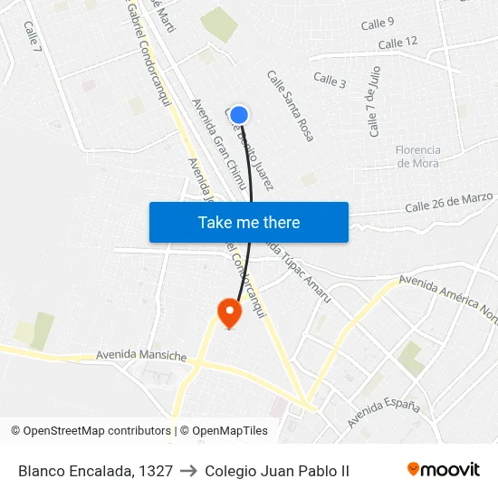 Blanco Encalada, 1327 to Colegio Juan Pablo II map