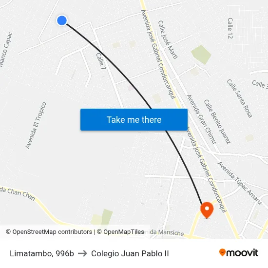 Limatambo, 996b to Colegio Juan Pablo II map