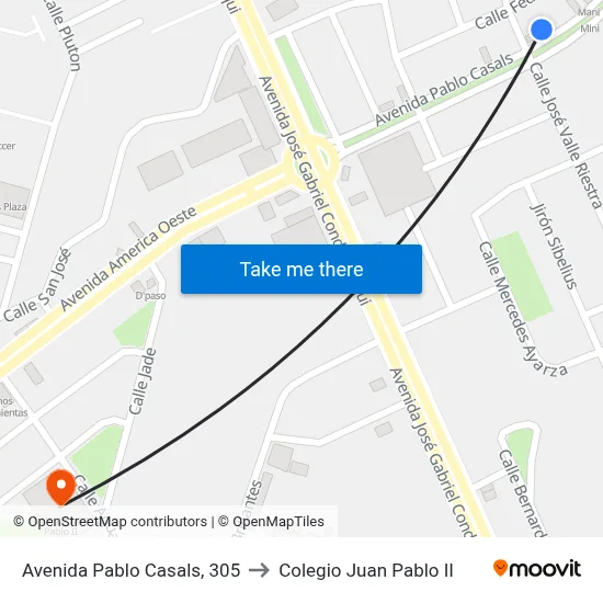 Avenida Pablo Casals, 305 to Colegio Juan Pablo II map