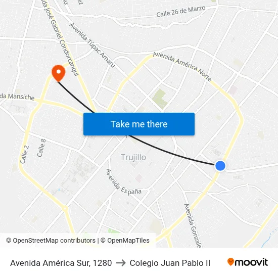Avenida América Sur, 1280 to Colegio Juan Pablo II map