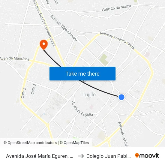 Avenida José María Eguren, 184 to Colegio Juan Pablo II map