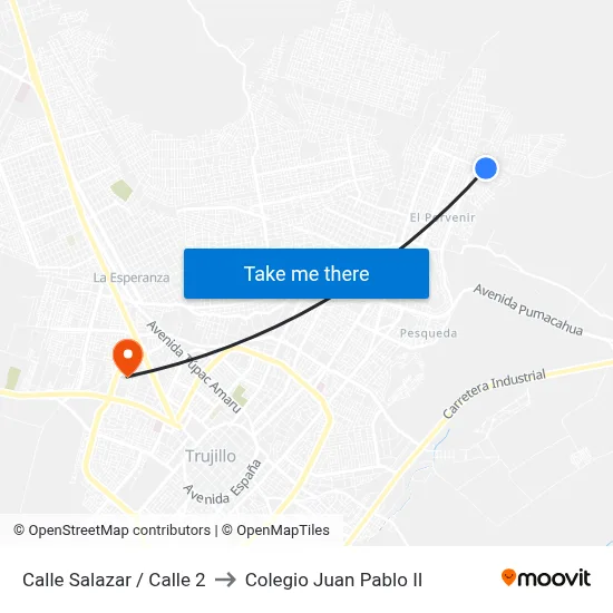 Calle Salazar / Calle 2 to Colegio Juan Pablo II map