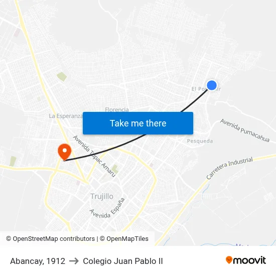 Abancay, 1912 to Colegio Juan Pablo II map