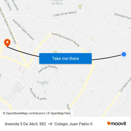 Avenida 5 De Abril, 582 to Colegio Juan Pablo II map