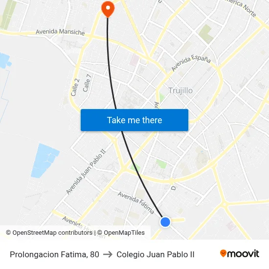Prolongacion Fatima, 80 to Colegio Juan Pablo II map