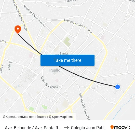 Ave. Belaunde / Ave. Santa Rosa to Colegio Juan Pablo II map