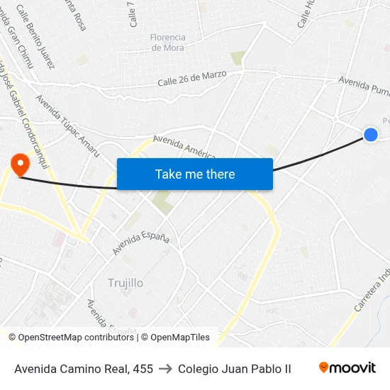 Avenida Camino Real, 455 to Colegio Juan Pablo II map
