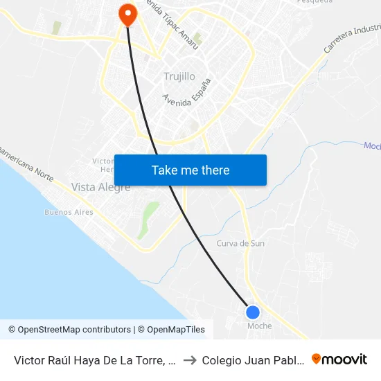Victor Raúl Haya De La Torre, 114 to Colegio Juan Pablo II map