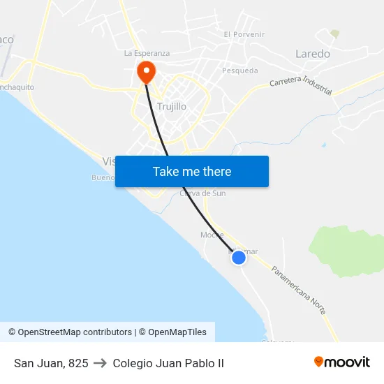 San Juan, 825 to Colegio Juan Pablo II map