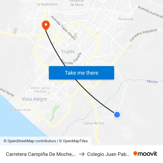 Carretera Campiña De Moche, 420 to Colegio Juan Pablo II map
