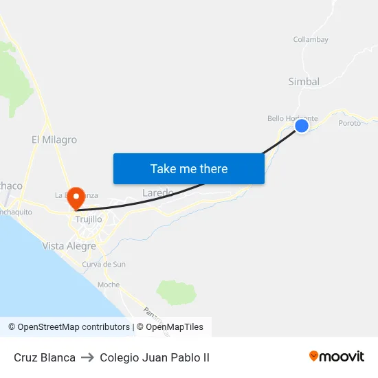 Cruz Blanca to Colegio Juan Pablo II map