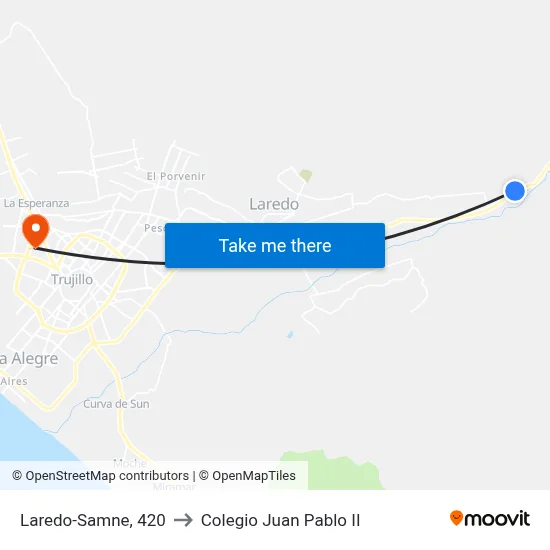 Laredo-Samne, 420 to Colegio Juan Pablo II map