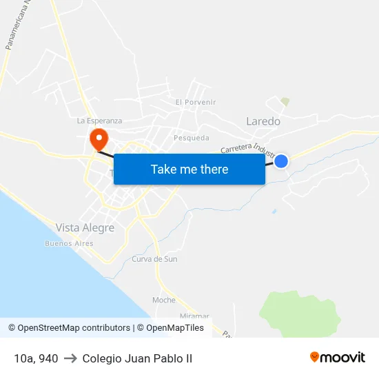 10a, 940 to Colegio Juan Pablo II map