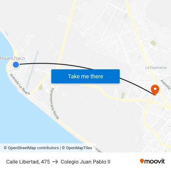 Calle Libertad, 475 to Colegio Juan Pablo II map
