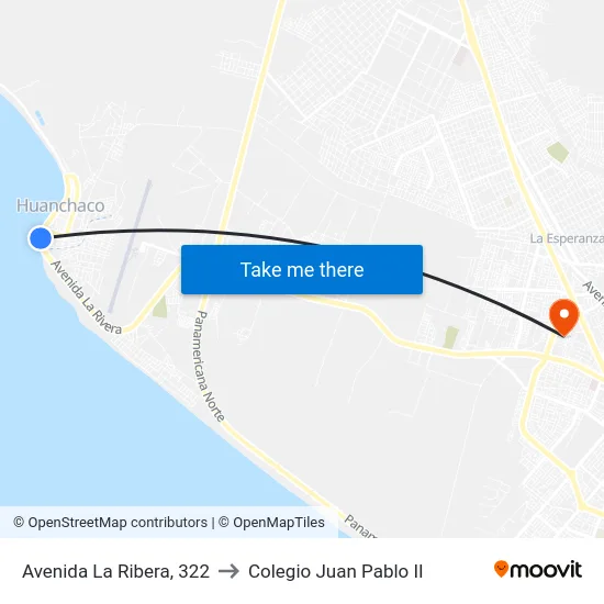 Avenida La Ribera, 322 to Colegio Juan Pablo II map