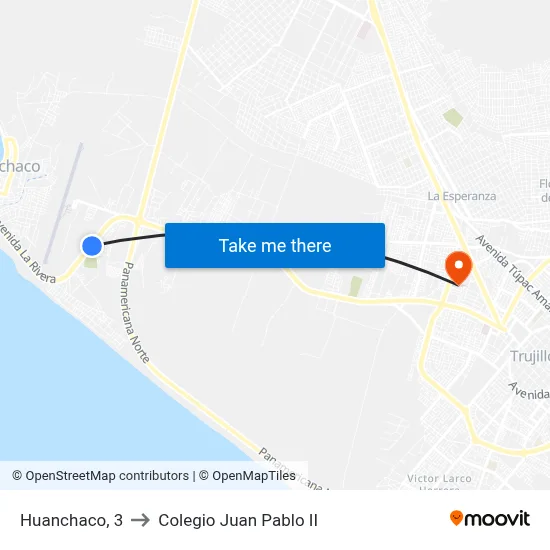 Huanchaco, 3 to Colegio Juan Pablo II map