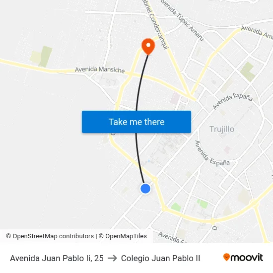 Avenida Juan Pablo Ii, 25 to Colegio Juan Pablo II map