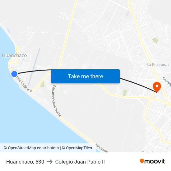 Huanchaco, 530 to Colegio Juan Pablo II map