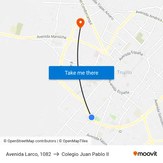 Avenida Larco, 1082 to Colegio Juan Pablo II map