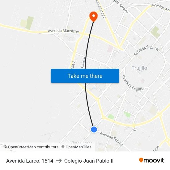 Avenida Larco, 1514 to Colegio Juan Pablo II map