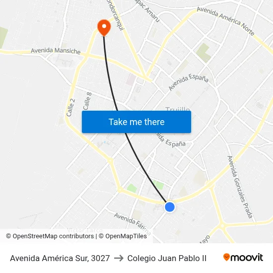 Avenida América Sur, 3027 to Colegio Juan Pablo II map