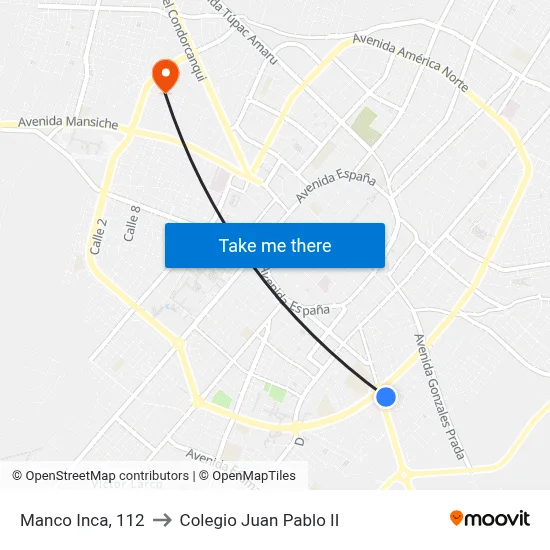 Manco Inca, 112 to Colegio Juan Pablo II map