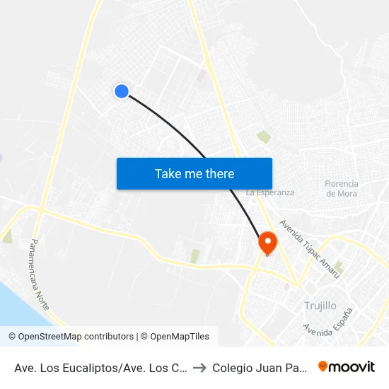 Ave. Los Eucaliptos/Ave. Los Cedros to Colegio Juan Pablo II map