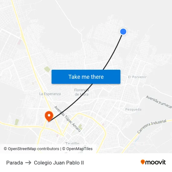 Parada to Colegio Juan Pablo II map
