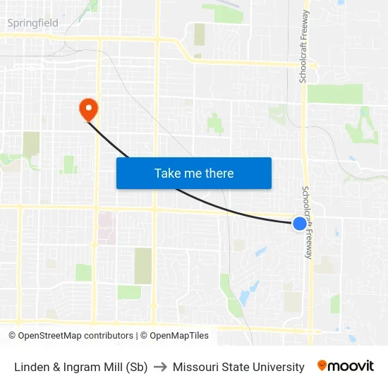 Linden & Ingram Mill (Sb) to Missouri State University map
