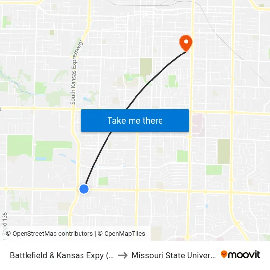 Battlefield & Kansas Expy (Ne) to Missouri State University map