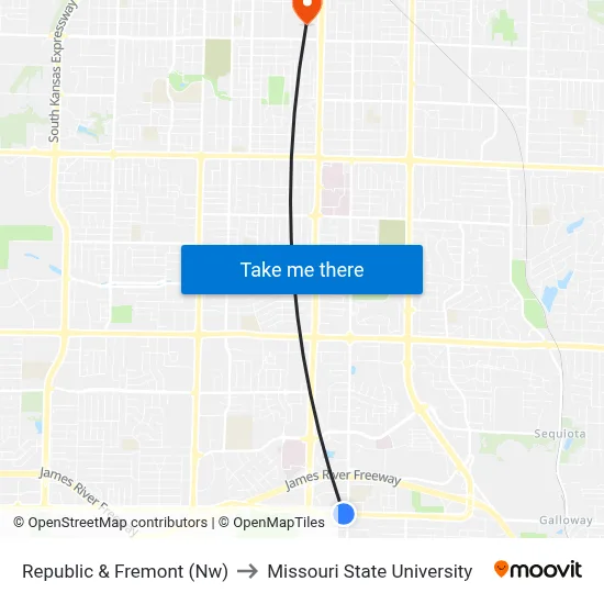 Republic & Fremont (Nw) to Missouri State University map