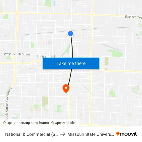 National & Commercial (Sw) to Missouri State University map