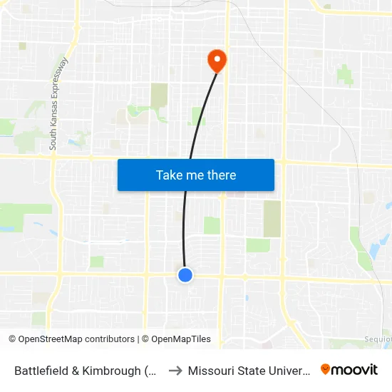 Battlefield & Kimbrough (Nw) to Missouri State University map